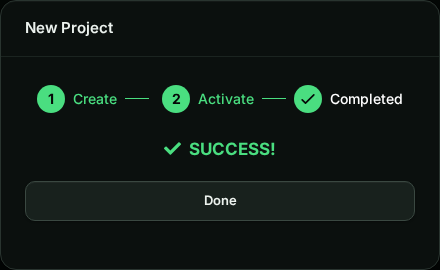 Step 3 Completed: SUCCESS! with a Done button.